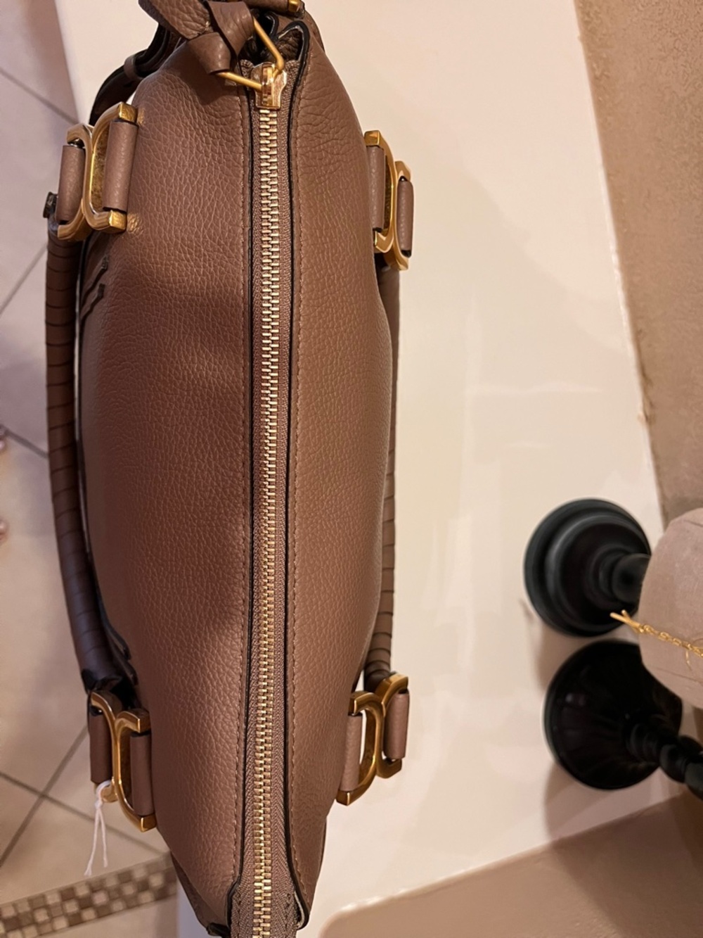 Medium Chloe Marcie Leather Satchel in desert taupe - Picture 16 of 16
